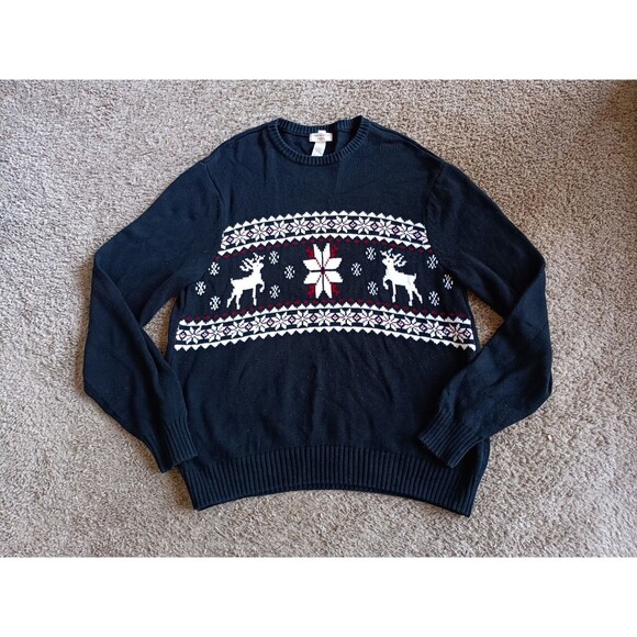 Dockers Other - Dockers Christmas Sweater Men's Size Large Mens Black White Reindeer Graphic